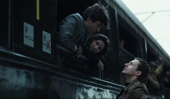 Movie still from “Blind Chance” (1987), directed by Krzysztof Kieslowski – A man and a woman looking out of a train window; Medium shot, Over the shoulder angle