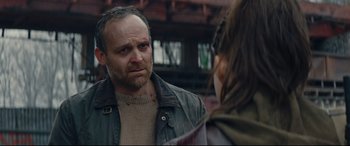 Movie still from “Blood Quantum” (2019), directed by Jeff Barnaby – A man and a woman talking to each other; Close Up shot, Over the shoulder angle