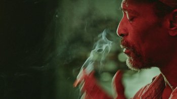 A person smoking a cigarette