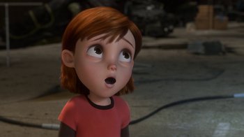 Movie still from “Bolt” (2008), directed by Chris Williams – A cartoon of a little girl looking surprised at something; Close Up shot, High angle