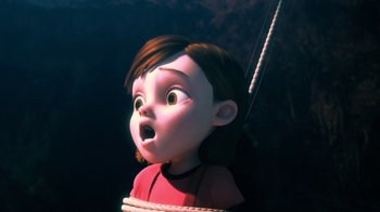 Movie still from “Bolt” (2008), directed by Chris Williams – A girl with a rope around her neck; Close Up shot, High angle