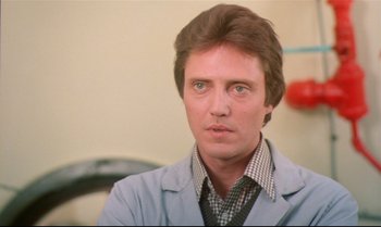 Movie still from “Brainstorm” (1983), directed by Douglas Trumbull – A person wearing a shirt and jacket; Close Up shot, Low angle