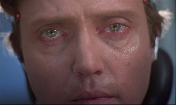 Movie still from “Brainstorm” (1983), directed by Douglas Trumbull – A man's eyes with a lot of water on them; Extreme Close Up shot, Low angle