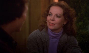 Movie still from “Brainstorm” (1983), directed by Douglas Trumbull – A person sitting in front of a mirror; Close Up shot, Over the shoulder angle