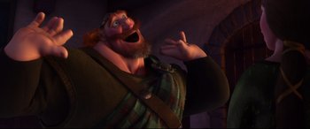 Movie still from “Brave” (2012), directed by Steve Purcell – An image of an animated character from the movie tangled; Medium shot, Low angle