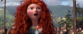 Movie still from “Brave” (2012), directed by Steve Purcell – The face of a red - headed girl; Close Up shot, Low angle