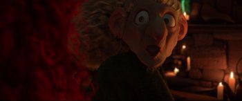 Movie still from “Brave” (2012), directed by Steve Purcell – The head of a cartoon character; Close Up shot, Over the shoulder angle