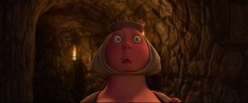 Movie still from “Brave” (2012), directed by Steve Purcell – An image of an animated character looking surprised; Close Up shot, Low angle
