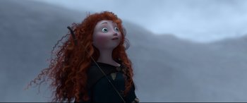 Movie still from “Brave” (2012), directed by Steve Purcell – A doll with long red hair; Close Up shot, Over the shoulder angle