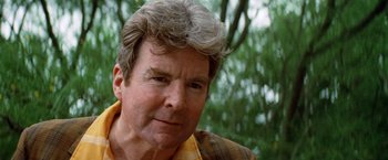 Movie still from “Brewster McCloud” (1970), directed by Robert Altman – A person wearing a plaid shirt; Close Up shot, Low angle