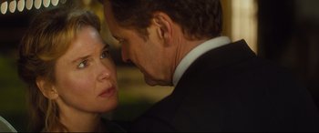 Movie still from “Bridget Jones's Baby” (2016), directed by Sharon Maguire – A man and a woman are looking into each others eyes; Close Up shot, Over the shoulder angle