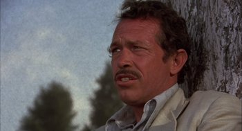 Movie still from “Bring Me the Head of Alfredo Garcia” (1974), directed by Sam Peckinpah – A person with a beard and mustache; Close Up shot, Low angle