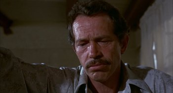 Movie still from “Bring Me the Head of Alfredo Garcia” (1974), directed by Sam Peckinpah – A person with a beard and mustache; Close Up shot, High angle