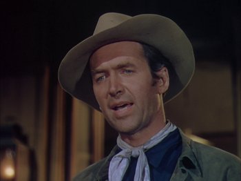 Movie still from “Broken Arrow” (1950), directed by Delmer Daves – A person wearing a cowboy hat; Close Up shot, Low angle