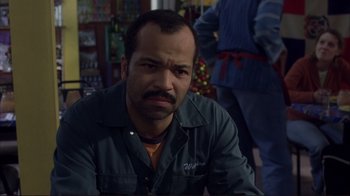 Movie still from “Broken Flowers” (2005), directed by Jim Jarmusch – A person wearing a shirt; Close Up shot, Over the shoulder angle