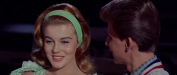Movie still from “Bye Bye Birdie” (1963), directed by George Sidney – A man and a woman talking to each other; Close Up shot, Over the shoulder angle