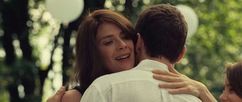 Movie still from “Café de Flore” (2011), directed by Jean-Marc Vallée – A woman is hugging a man in a white shirt; Close Up shot, Over the shoulder angle