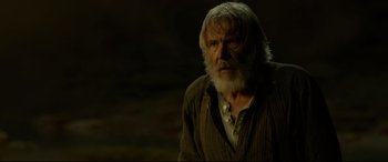 Movie still from “The Call of the Wild” (2020), directed by Chris Sanders – An old man with a long white beard; Close Up shot, Low angle