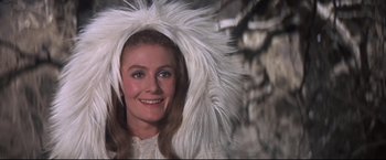 Movie still from “Camelot” (1967), directed by Joshua Logan – A person wearing a white hat; Close Up shot, Low angle