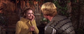 Movie still from “Camelot” (1967), directed by Joshua Logan – A man and a woman talking to each other; Close Up shot, Over the shoulder angle