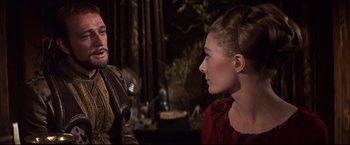 Movie still from “Camelot” (1967), directed by Joshua Logan – A man and a woman talking to each other; Close Up shot, Over the shoulder angle