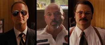 Movie still from “Casa de mi Padre” (2012), directed by Matt Piedmont – A series of three pictures of a man with a beard; Close Up shot, Low angle