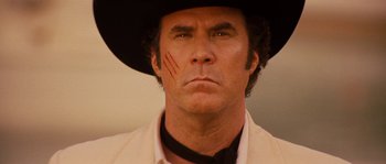 Movie still from “Casa de mi Padre” (2012), directed by Matt Piedmont – A person wearing a cowboy hat; Close Up shot, Low angle