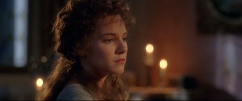 Movie still from “Casanova” (2005), directed by Lasse Hallström – A person with curly hair; Close Up shot, Over the shoulder angle