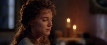 Movie still from “Casanova” (2005), directed by Lasse Hallström – A person with her eyes closed; Close Up shot, High angle