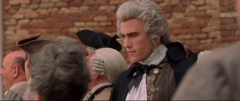 Movie still from “Casanova” (2005), directed by Lasse Hallström – A person wearing a wig; Close Up shot, Over the shoulder angle