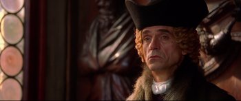 Movie still from “Casanova” (2005), directed by Lasse Hallström – A person wearing a hat; Close Up shot, Over the shoulder angle