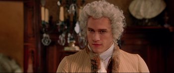 Movie still from “Casanova” (2005), directed by Lasse Hallström – A person wearing a wig; Close Up shot, Over the shoulder angle