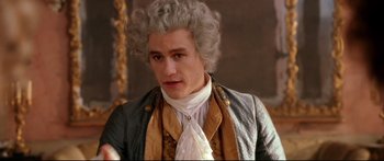 Movie still from “Casanova” (2005), directed by Lasse Hallström – A person wearing a wig; Close Up shot, Over the shoulder angle