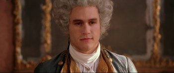 Movie still from “Casanova” (2005), directed by Lasse Hallström – A person wearing a wig; Close Up shot, High angle