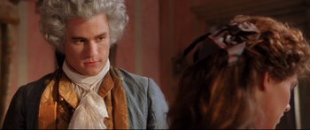 Movie still from “Casanova” (2005), directed by Lasse Hallström – A person wearing a wig; Close Up shot, Over the shoulder angle