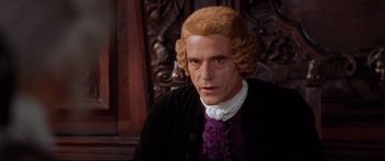 Movie still from “Casanova” (2005), directed by Lasse Hallström – A person wearing a wig; Close Up shot, Over the shoulder angle