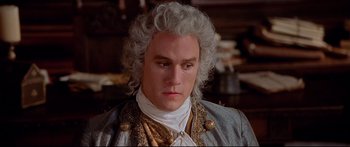 Movie still from “Casanova” (2005), directed by Lasse Hallström – A person wearing a wig; Close Up shot, High angle