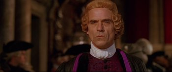 Movie still from “Casanova” (2005), directed by Lasse Hallström – A man that is wearing a wig; Close Up shot, Low angle