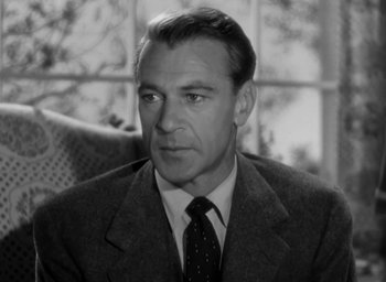 Movie still from “Casanova Brown” (1944), directed by Sam Wood – An older man in a suit and tie; Close Up shot, Low angle