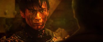 Movie still from “Casshern” (2004), directed by Kazuaki Kiriya – A person wearing a helmet; Close Up shot, High angle