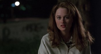 Movie still from “The Craft” (1996), directed by Andrew Fleming – A person with long hair; Close Up shot, Over the shoulder angle