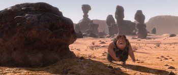 Movie still from “The Croods” (2013), directed by Chris Sanders – Wide shot, Low angle
