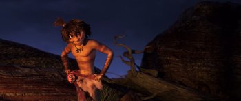 Movie still from “The Croods” (2013), directed by Chris Sanders – Wide shot, Low angle