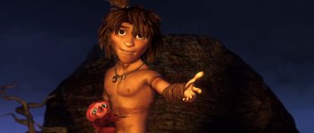 Movie still from “The Croods” (2013), directed by Chris Sanders – Medium shot, Low angle