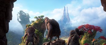Movie still from “The Croods” (2013), directed by Chris Sanders – Wide shot, Low angle
