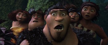 Movie still from “The Croods” (2013), directed by Chris Sanders – Close Up shot, Low angle
