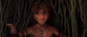 Movie still from “The Croods” (2013), directed by Chris Sanders – Close Up shot, Low angle