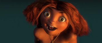 Movie still from “The Croods” (2013), directed by Chris Sanders – Close Up shot, Low angle