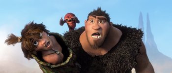 Movie still from “The Croods” (2013), directed by Chris Sanders – Medium shot, Low angle