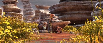 Movie still from “The Croods” (2013), directed by Chris Sanders – Wide shot, High angle